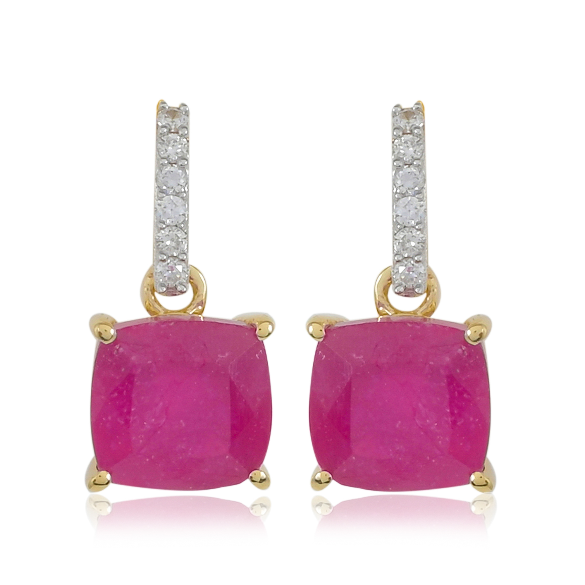 Boucles d'oreilles en or 9 carats, Rubis et Diamants BeauReal en pierres naturelles