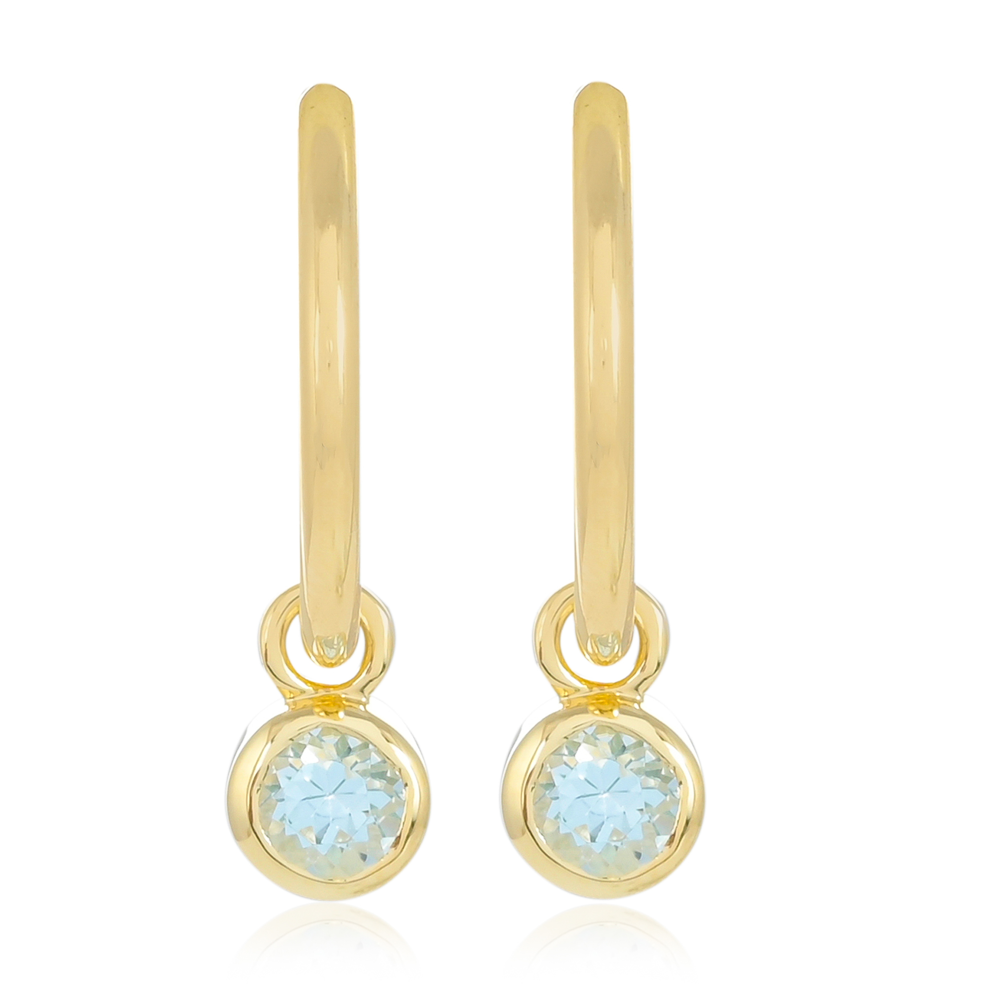 Boucles d'oreilles en or 9 carats, Topaze bleue BeauReal en pierres naturelles