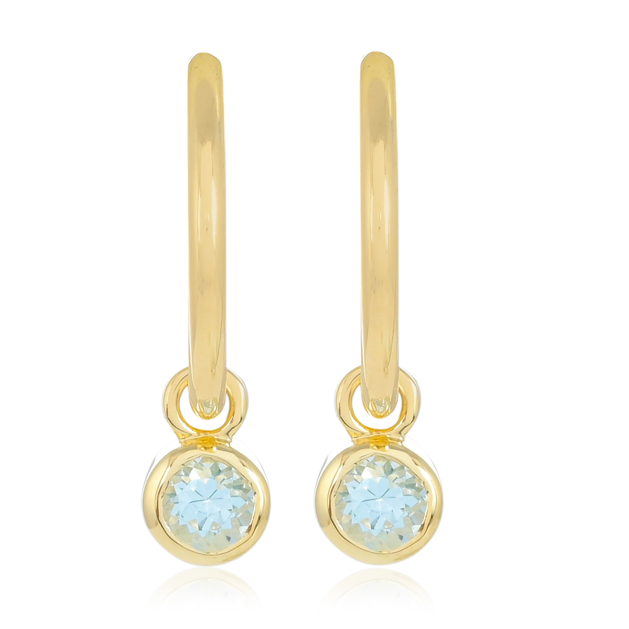 Boucles d'oreilles creole en or 18 carats, Topaze Bleue BeauReal en pierres naturelles