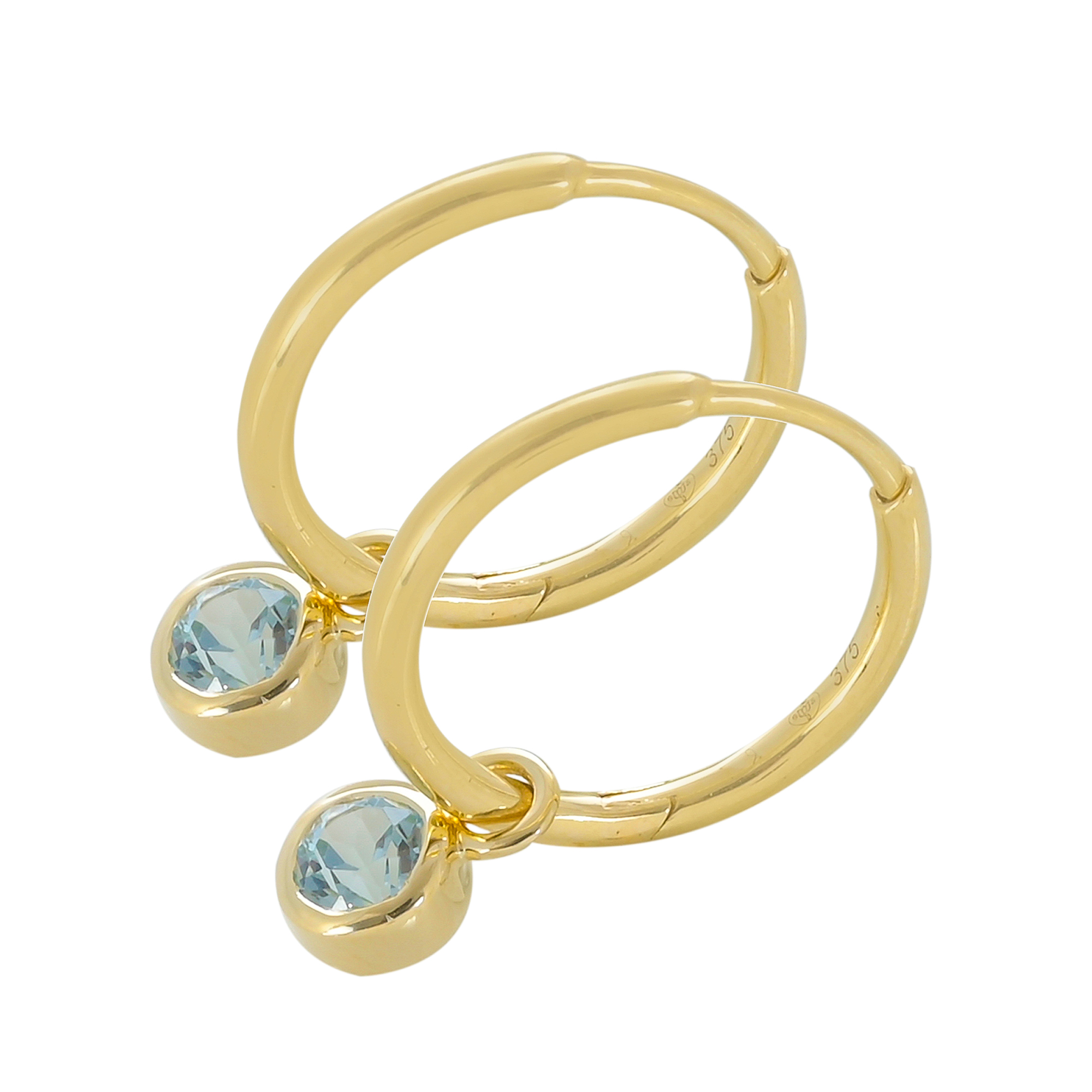 Boucles d'oreilles en or 9 carats, Topaze bleue BeauReal en pierres naturelles