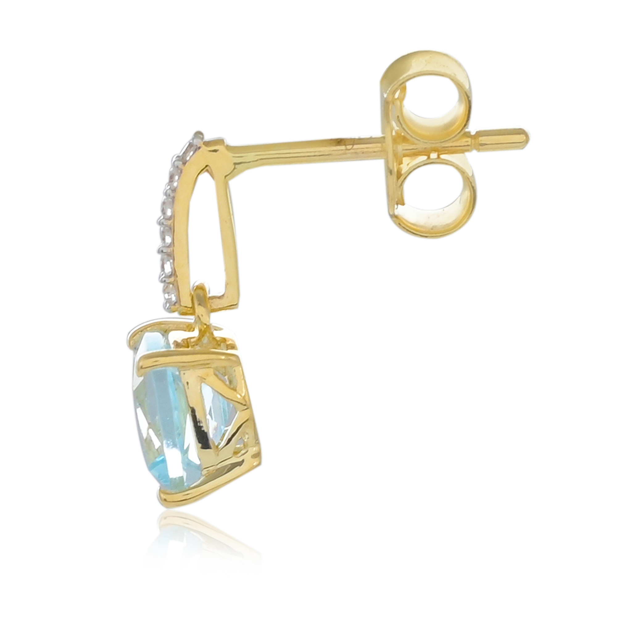 Boucles d'oreilles en or 9 carats, en pierres naturelles Topaze Bleue et Diamants BeauReal